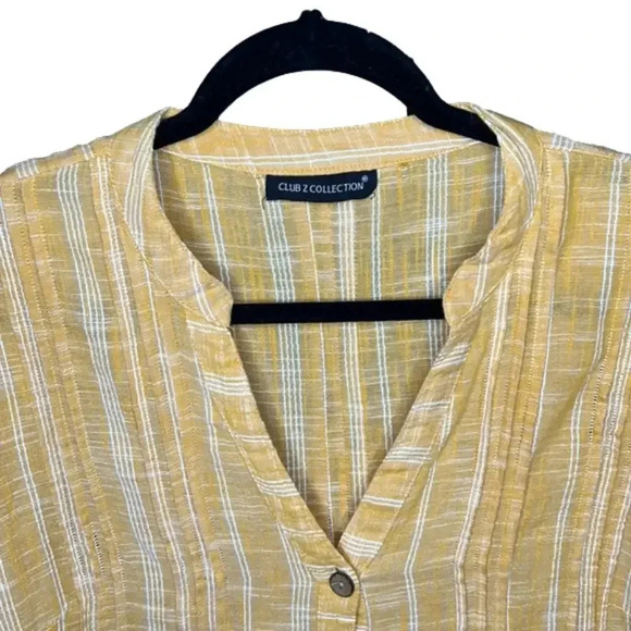 Club Z Collection Vintage Mustard Yellow Cotton Striped Tunic Dress - Picture 4 of 8